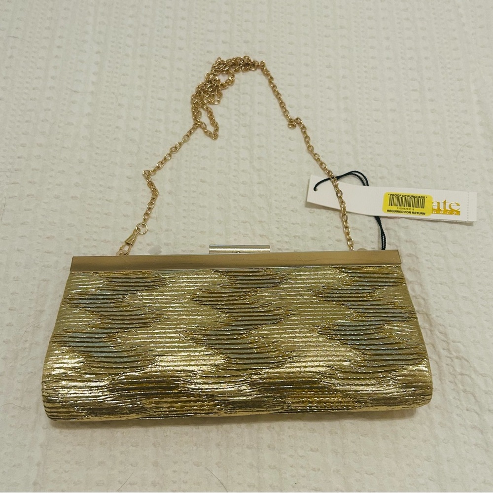 Kate Landry Gold Evening Purse Clutch NWT